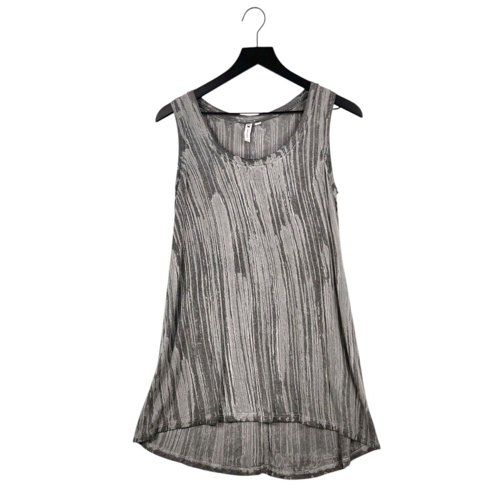 Cable &‎ Gauge Tunic Tank Top Small Gray Flowy Brush Strokes Print Grunge Edgy